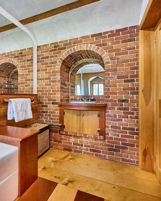 Interior, Stone Walls, Wood Texture Flooring