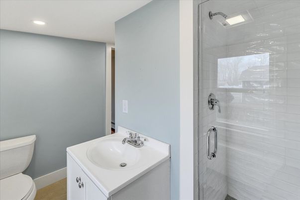 Bathroom, Glass Shower, Interior, Recessed Lighting