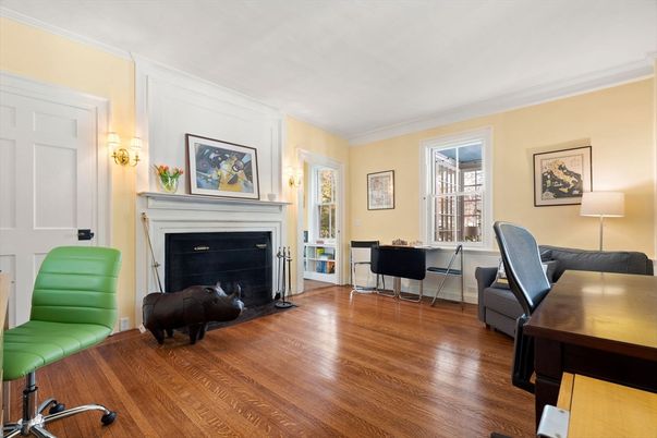 Fireplace, Home Office, Interior, Wood Texture Flooring