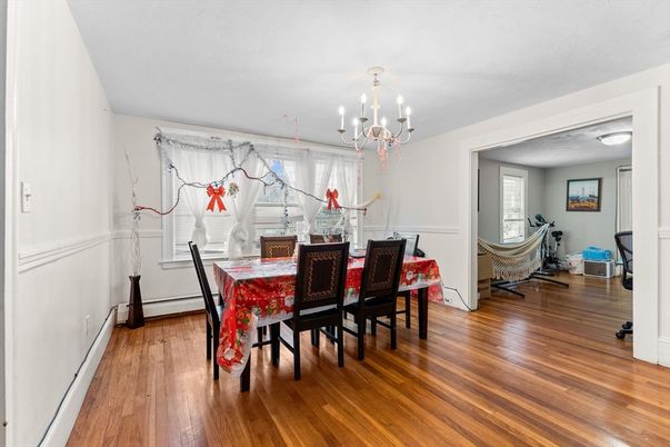Chandelier, Dining room, Interior, Wood Texture Flooring