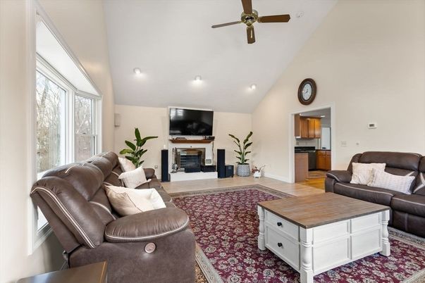 Interior, Living room, Recessed Lighting, Wood Texture Flooring