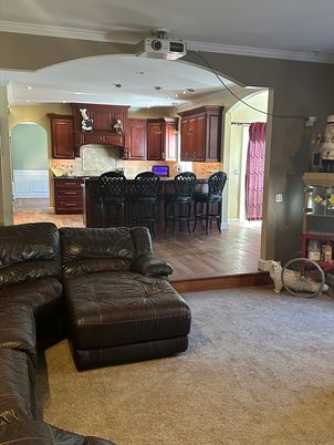 Interior, Kitchen, Living room, Pendant Lights, Recessed Lighting, Wood Texture Flooring