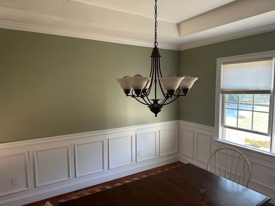 Chandelier, Dining room, Interior, Wood Texture Flooring
