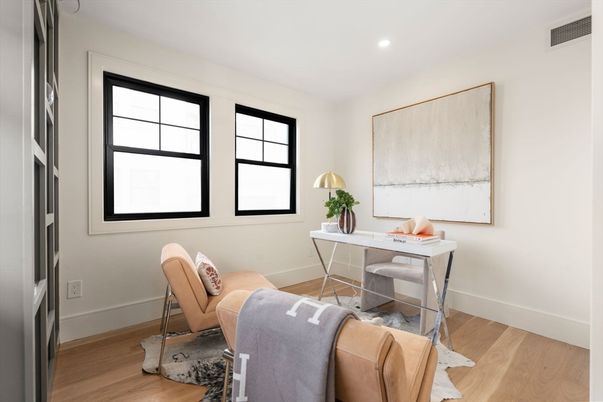 Home Office, Interior, Recessed Lighting, Wood Texture Flooring