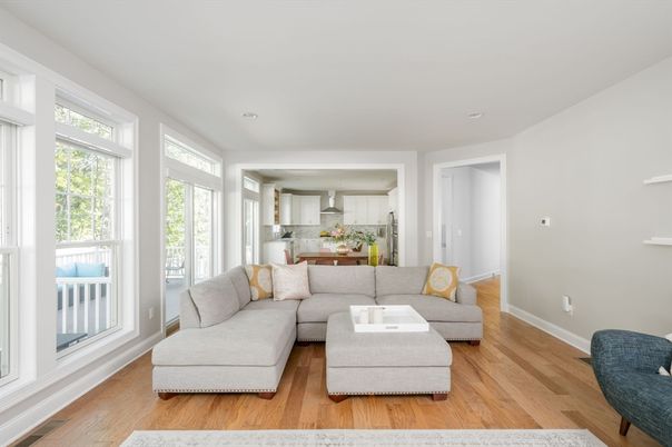 Interior, Kitchen, Living room, Recessed Lighting, Wood Texture Flooring