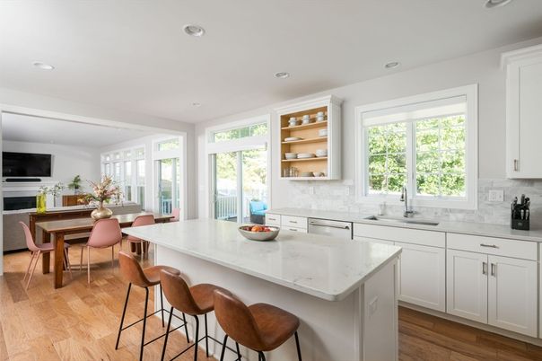 Dining room, Interior, Kitchen, Recessed Lighting, Stainless Steel Appliances, Wood Texture Flooring