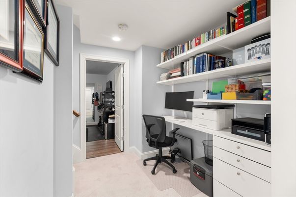 Home Office, Interior, Recessed Lighting, Wood Texture Flooring