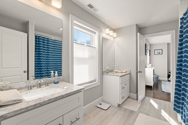 Bathroom, Dual Sink Vanities, Interior, Wood Texture Flooring