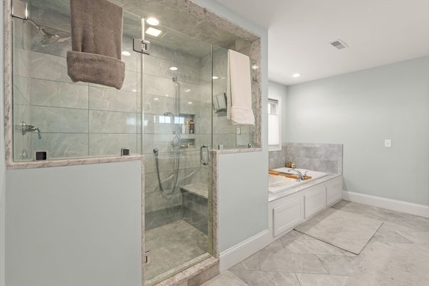 Bathroom, Glass Shower, Interior, Recessed Lighting