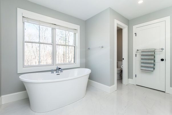 Bathroom, Free Standing Baths, Interior, Marble, Recessed Lighting