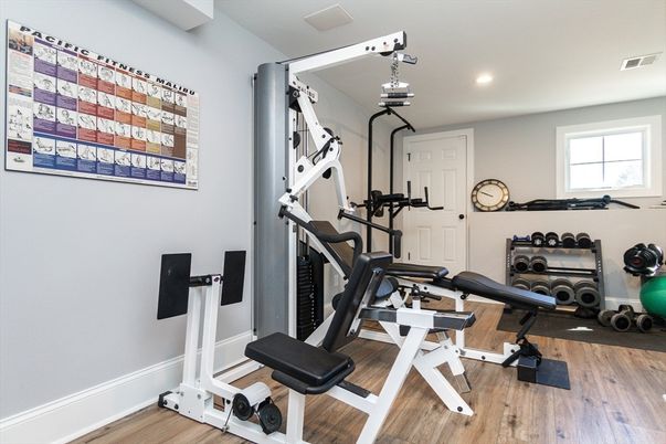 Fitness Equipment, Interior, Recessed Lighting, Wood Texture Flooring