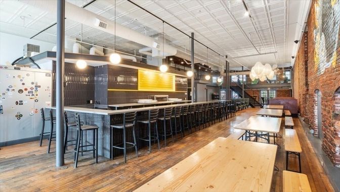 Interior, Pendant Lights, Stone Walls, Wood Texture Flooring