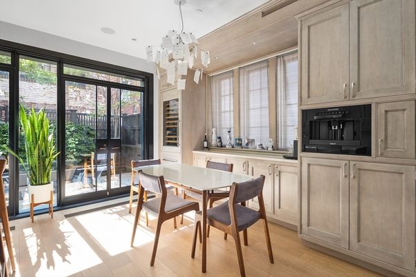 Chandelier, Dining room, Interior, Recessed Lighting, Wood Texture Flooring
