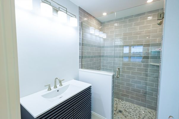 Bathroom, Glass Shower, Interior, Recessed Lighting
