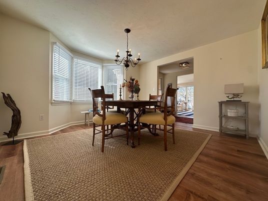 Chandelier, Dining room, Interior, Wood Texture Flooring