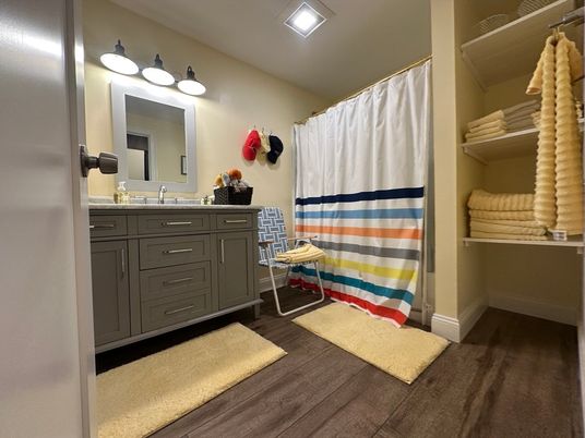 Bathroom, Interior, Wood Texture Flooring