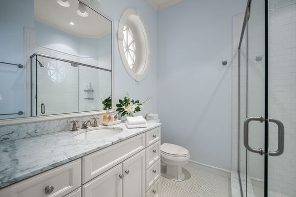 Bathroom, Glass Shower, Interior, Recessed Lighting