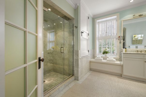 Bathroom, Glass Shower, Interior, Recessed Lighting