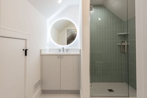 Bathroom, Glass Shower, Interior, Recessed Lighting