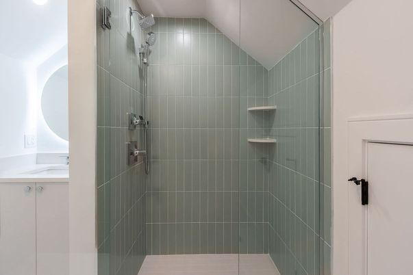 Bathroom, Glass Shower, Interior, Recessed Lighting