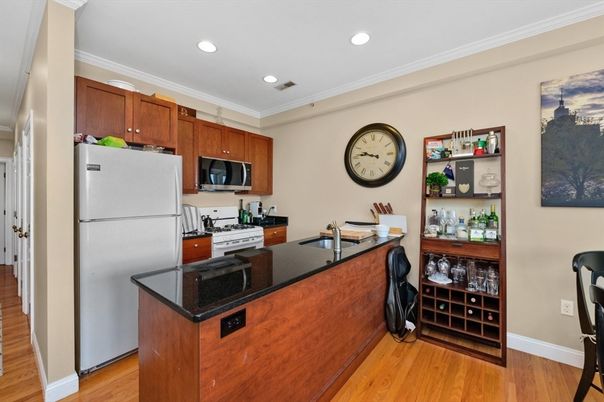 Interior, Kitchen, Recessed Lighting, Wood Texture Flooring