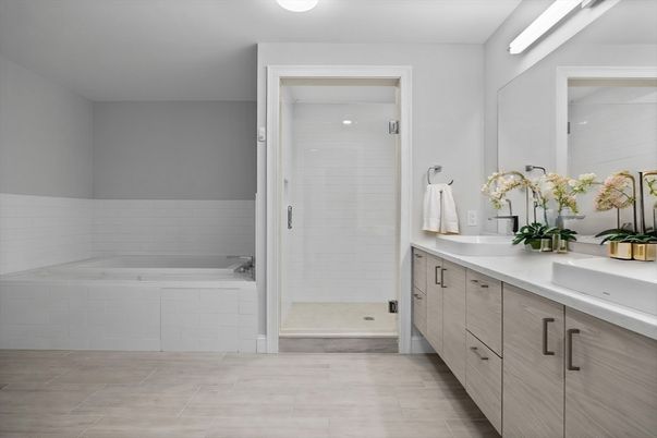 Bathroom, Dual Sink Vanities, Glass Shower, Interior
