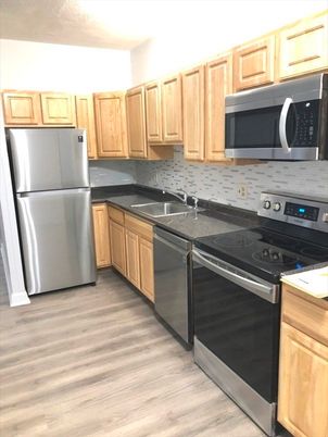 Interior, Kitchen, Stainless Steel Appliances, Wood Texture Flooring