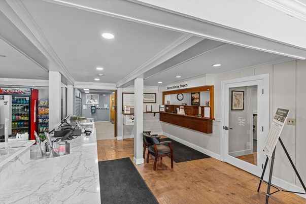 Interior, Marble, Recessed Lighting, Wood Texture Flooring