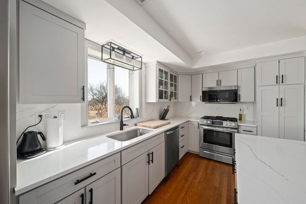 Interior, Kitchen, Stainless Steel Appliances, Wood Texture Flooring