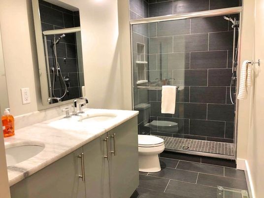 Bathroom, Dual Sink Vanities, Glass Shower, Interior