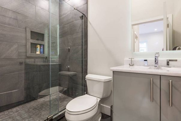 Bathroom, Glass Shower, Interior, Recessed Lighting