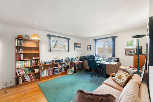Home Office, Interior, Pendant Lights, Wood Texture Flooring
