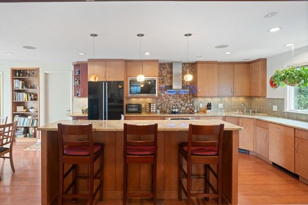 Interior, Kitchen, Pendant Lights, Recessed Lighting, Wood Texture Flooring