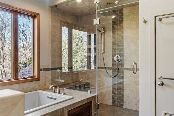 Bathroom, Glass Shower, Interior, Tile Countertops