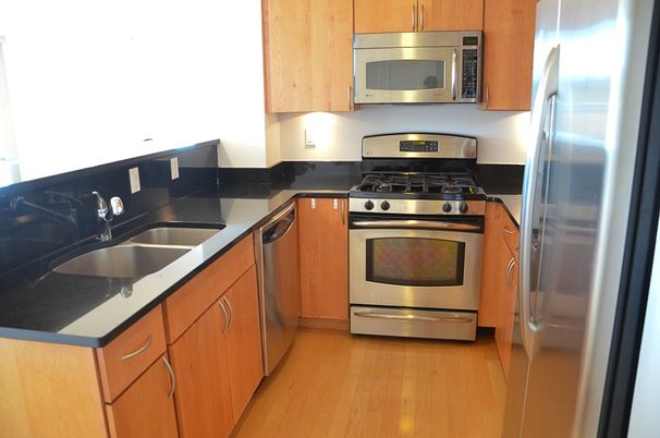 Interior, Kitchen, Stainless Steel Appliances, Wood Texture Flooring