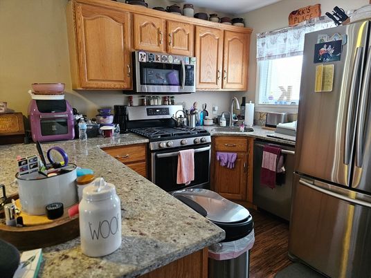 Interior, Kitchen, Stainless Steel Appliances, Wood Texture Flooring