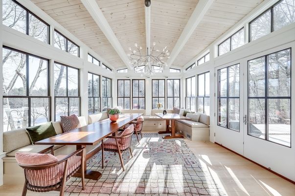 Dining room, Interior, Living room, Sun Room, Wooden Ceilings, Wood Texture Flooring