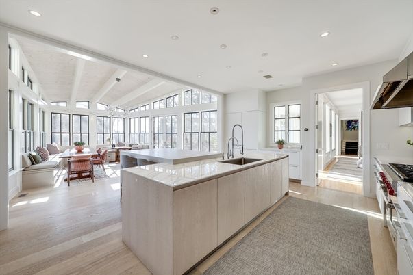 Dining room, Interior, Kitchen, Living room, Recessed Lighting, Wood Texture Flooring