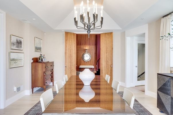 Chandelier, Dining room, Interior, Wood Texture Flooring
