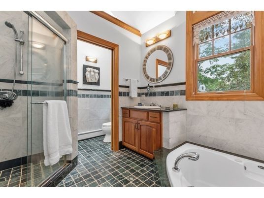 Bathroom, Glass Shower, Interior, Marble Walls