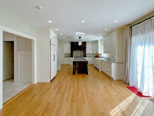 Interior, Kitchen, Pendant Lights, Recessed Lighting, Wood Texture Flooring