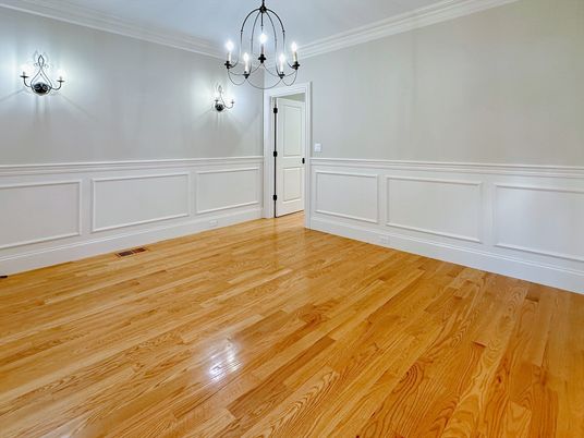 Chandelier, Empty room, Interior, Wood Texture Flooring