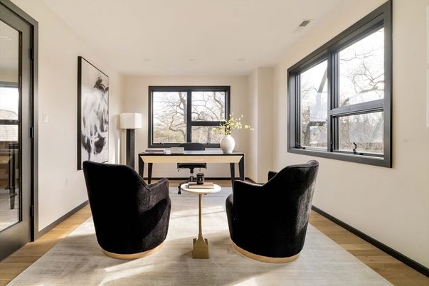Home Office, Interior, Recessed Lighting, Wood Texture Flooring
