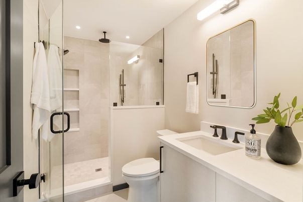 Bathroom, Glass Shower, Interior, Recessed Lighting