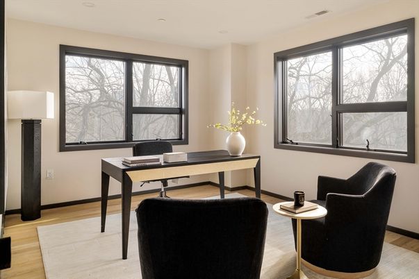 Home Office, Interior, Recessed Lighting, Wood Texture Flooring