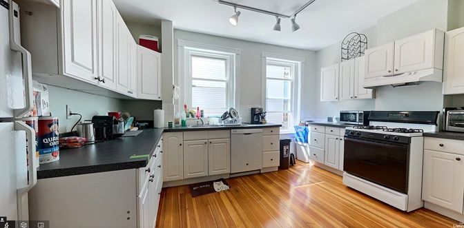 Interior, Kitchen, Stainless Steel Appliances, Wood Texture Flooring