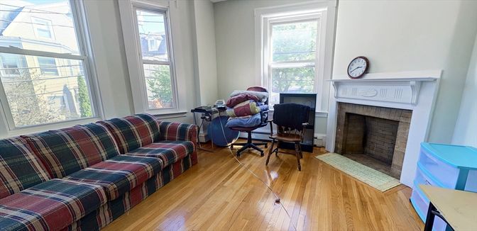 Fireplace, Home Office, Interior, Wood Texture Flooring