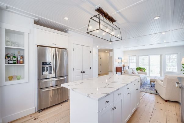 Interior, Kitchen, Living room, Recessed Lighting, Stainless Steel Appliances, Wood Texture Flooring