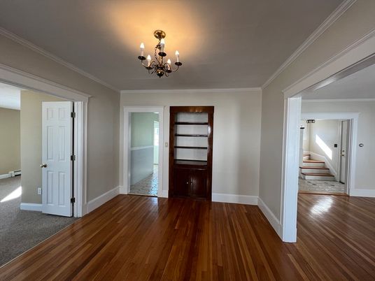 Chandelier, Empty room, Interior, Wood Texture Flooring