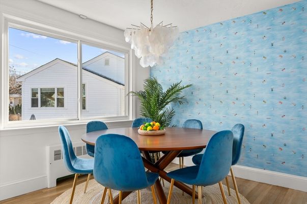 Chandelier, Dining room, Interior, Wood Texture Flooring